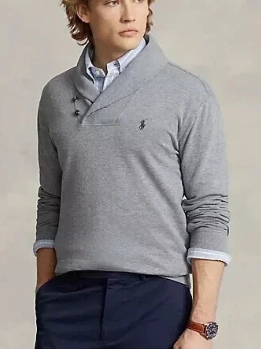 Polo Ralph Lauren Gray Shawl Collar Pullover